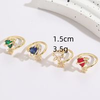 1 Piece Fashion Heart Shape Copper Inlay Zircon Open Ring main image 3