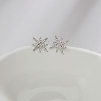 1 Pair Simple Style Star Plating Inlay Copper Zircon White Gold Plated Ear Studs sku image 1