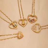 Ig Style Simple Style Heart Shape Stainless Steel Copper 18k Gold Plated Zircon Pendant Necklace In Bulk main image 1