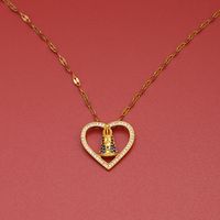Ig Style Simple Style Heart Shape Stainless Steel Copper 18k Gold Plated Zircon Pendant Necklace In Bulk main image 4