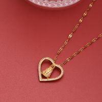 Ig Style Simple Style Heart Shape Stainless Steel Copper 18k Gold Plated Zircon Pendant Necklace In Bulk main image 6