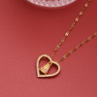 Ig-stil Einfacher Stil Herzform Rostfreier Stahl Kupfer 18 Karat Vergoldet Zirkon Halskette Mit Anhänger In Masse sku image 1