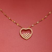 Ig-stil Einfacher Stil Herzform Rostfreier Stahl Kupfer 18 Karat Vergoldet Zirkon Halskette Mit Anhänger In Masse main image 8