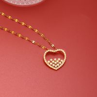 Ig Style Simple Style Heart Shape Stainless Steel Copper 18k Gold Plated Zircon Pendant Necklace In Bulk main image 7