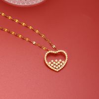 Ig-stil Einfacher Stil Herzform Rostfreier Stahl Kupfer 18 Karat Vergoldet Zirkon Halskette Mit Anhänger In Masse sku image 3
