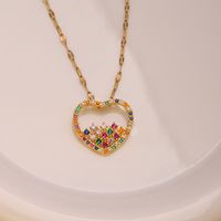 Ig Style Simple Style Heart Shape Stainless Steel Copper 18k Gold Plated Zircon Pendant Necklace In Bulk main image 3
