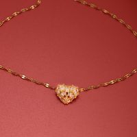 Ig-stil Einfacher Stil Herzform Rostfreier Stahl Kupfer 18 Karat Vergoldet Zirkon Halskette Mit Anhänger In Masse main image 5