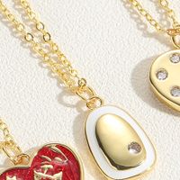 Einfacher Stil Herzform Kupfer 14 Karat Vergoldet Zirkon Halskette Mit Anhänger In Masse sku image 1