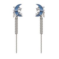1 Pair Ig Style Original Design Simple Style Star Moon Tassel Enamel Plating Inlay Alloy Artificial Pearls Gem Drop Earrings main image 5