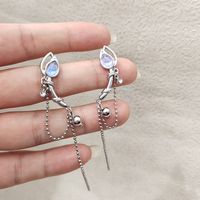 1 Pair Ig Style Sweet Flower Plating Chain Inlay Alloy Gem Glass Drop Earrings main image 1