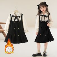 Preppy Style Color Block 2 In 1 Polyester Girls Dresses sku image 20