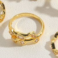 Ig Style Geometric Copper 14k Gold Plated Zircon Rings In Bulk main image 9