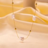 304 Stainless Steel 18K Gold Plated Elegant Simple Style Polishing Plating Geometric Necklace sku image 1