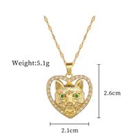 Wholesale Simple Style Heart Shape Cat Titanium Steel Copper Plating Inlay Artificial Gemstones Pendant Necklace main image 2
