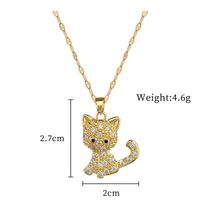 Wholesale Cute Cat Titanium Steel Copper Plating Inlay Artificial Gemstones Pendant Necklace main image 2