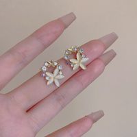 Wholesale Jewelry Fashion Flower Butterfly Copper Opal Zircon Inlay Drop Earrings sku image 5