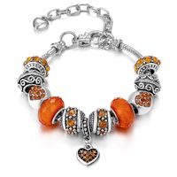 Fashion Heart Shape Copper Silver Plated Inlay Artificial Gemstones Women's Bracelets 1 Piece sku image 14