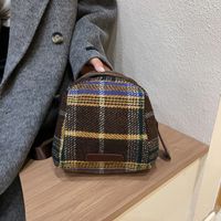 Women's Woolen Plaid Vacation Sewing Thread Oval Zipper Shoulder Bag main image 2