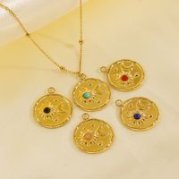 304 Stainless Steel 14K Gold Plated IG Style Plating Inlay Sun Moon Natural Stone Pendant Necklace main image 3