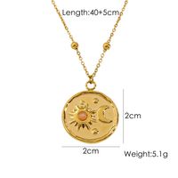 304 Stainless Steel 14K Gold Plated IG Style Plating Inlay Sun Moon Natural Stone Pendant Necklace sku image 1