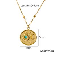 304 Stainless Steel 14K Gold Plated IG Style Plating Inlay Sun Moon Natural Stone Pendant Necklace sku image 4