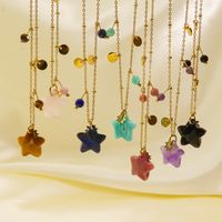 304 Stainless Steel Natural Stone 14K Gold Plated IG Style Plating Star Natural Stone Pendant Necklace main image 1