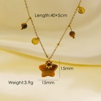 304 Stainless Steel Natural Stone 14K Gold Plated IG Style Plating Star Natural Stone Pendant Necklace sku image 2