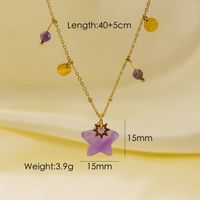 304 Stainless Steel Natural Stone 14K Gold Plated IG Style Plating Star Natural Stone Pendant Necklace sku image 5