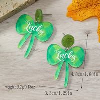 1 Pair Simple Style Shamrock Four Leaf Clover Painted Arylic Drop Earrings main image 2