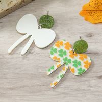 1 Pair Simple Style Shamrock Four Leaf Clover Painted Arylic Drop Earrings sku image 2