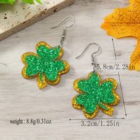1 Pair Simple Style Shamrock Four Leaf Clover Painted Arylic Drop Earrings main image 5