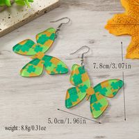 1 Pair Simple Style Shamrock Four Leaf Clover Painted Arylic Drop Earrings main image 3