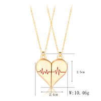 Simple Style Streetwear Electrocardiogram Heart Shape Alloy Plating Valentine's Day Couple Pendant Necklace main image 2