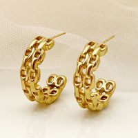1 Pair Simple Style Chain Plating 304 Stainless Steel 14K Gold Plated Ear Studs main image 1