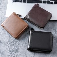 Men's Solid Color Pu Leather Zipper Small Wallets main image video