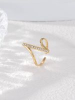 304 Stainless Steel 14K Gold Plated Simple Style Plating Inlay Geometric Zircon Open Rings main image 5