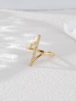 304 Stainless Steel 14K Gold Plated Simple Style Plating Inlay Geometric Zircon Open Rings main image 7