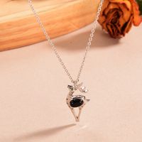 Ig Style Vintage Style Animal Deer Copper Plating Inlay Natural Stone Zircon Pendant Necklace main image 4