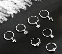 1 Paire Style Simple Traverser Dauphin Forme De Cœur Argent Sterling Boucles D'oreilles Cerceau main image 4