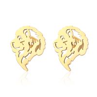1 Pair Simple Style Lion Polishing Plating 304 Stainless Steel 18K Gold Plated Ear Studs main image 6