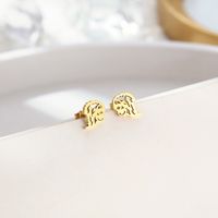 1 Pair Simple Style Lion Polishing Plating 304 Stainless Steel 18K Gold Plated Ear Studs main image 1