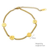 Casual Simple Style Classic Style Smiley Face Stainless Steel Titanium Steel Polishing Plating Hollow Out Gold Plated Bracelets main image 7