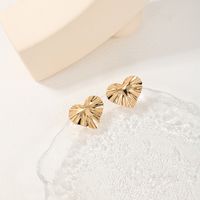1 Piece Simple Style Heart Shape Water Ripples Alloy Ear Studs main image 4