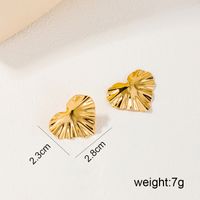 1 Piece Simple Style Heart Shape Water Ripples Alloy Ear Studs main image 2