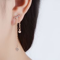 1 Pair Elegant Simple Style Geometric Tassel Inlay Copper Zircon Drop Earrings main image 4