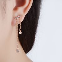1 Pair Elegant Simple Style Geometric Tassel Inlay Copper Zircon Drop Earrings main image 5