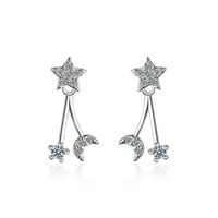 1 Pair Casual Simple Style Star Moon Inlay Copper Zircon White Gold Plated Drop Earrings main image 1