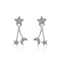 1 Paire Décontractée Style Simple Star Lune Incruster Le Cuivre Zircon Or Blanc Plaqué Boucles D'oreilles main image 1