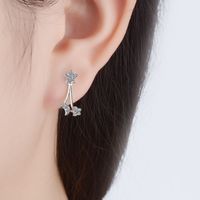 1 Pair Casual Simple Style Star Moon Inlay Copper Zircon White Gold Plated Drop Earrings main image 4