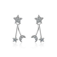 1 Pair Casual Simple Style Star Moon Inlay Copper Zircon White Gold Plated Drop Earrings main image 5